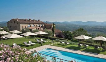 Le Fontanelle, hôtel de luxe près de Sienne en Toscane (vue panoramique)